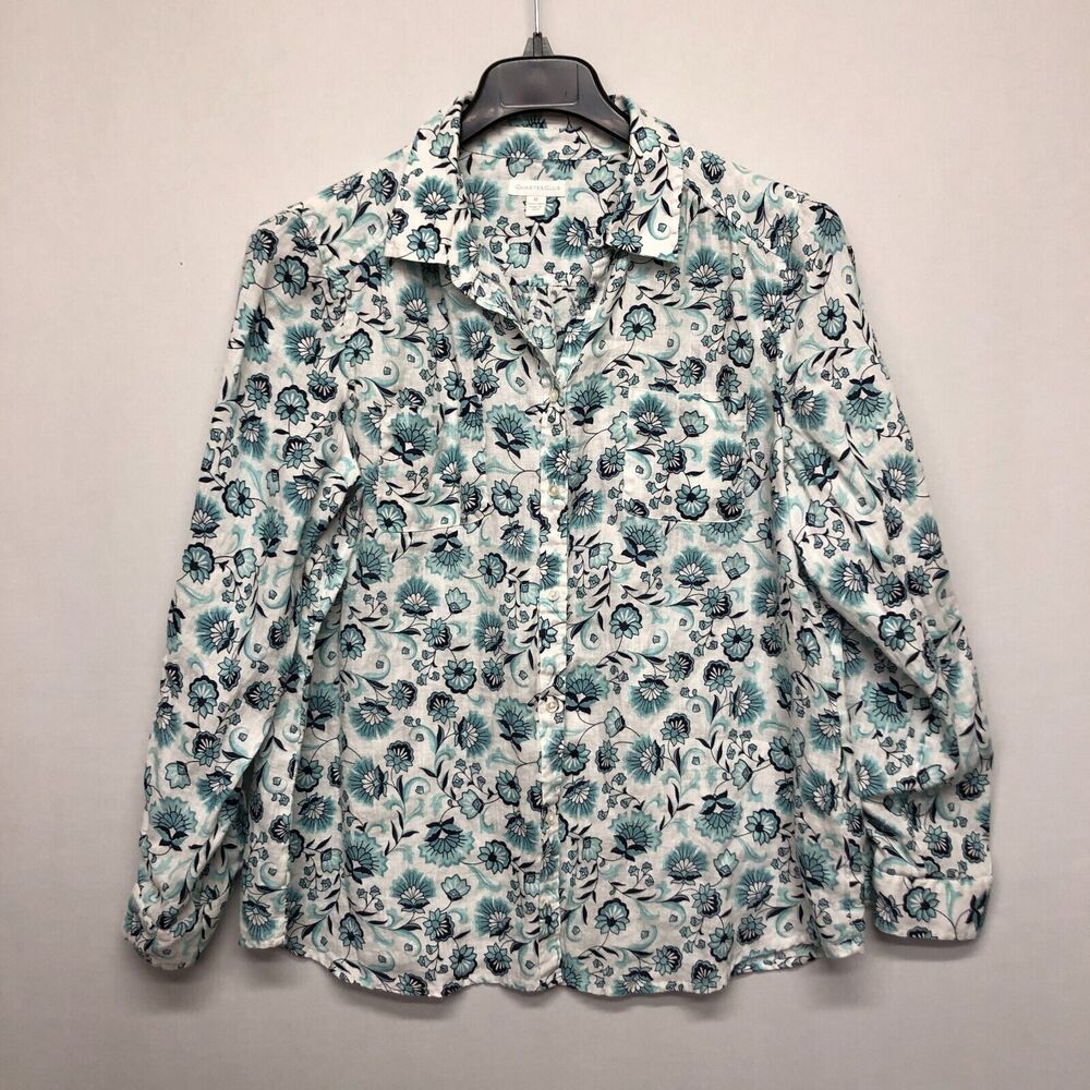 Charter Club Women 100% Linen Button Shirt Top Blouse Size Extra Large M162 17